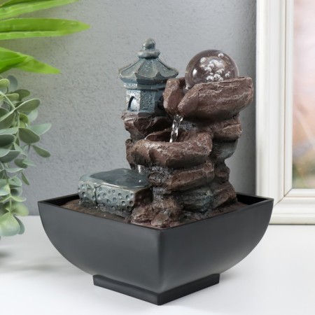 The desktop fountain from the network, backlight "Chinese house on the rock" 18.5x13x13 cm-2