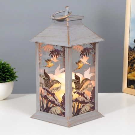 Night Exotes LED from batteries 3HAAA Gray with a golden patina 14x14x29.5 cm Risalux-1