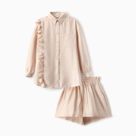 Women's costume (blouse, shorts) minku: casual collection beige color, rr 48-7