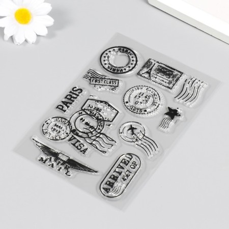 Stamp for creativity Silicon "Postal Seals of Paris" 16x11 cm-1