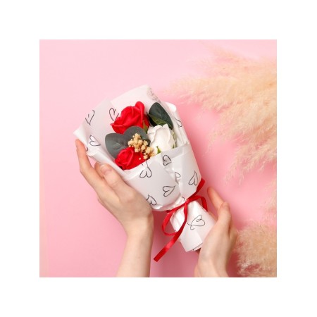 A premium bouquet of red-white soap roses, 3 pcs-7