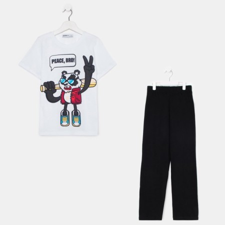 A set for a boy (T-shirt, trousers) KAFTAN "HYPE", height 146-152, white/black color-6