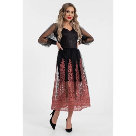 Female dress, size 44, black color, pink