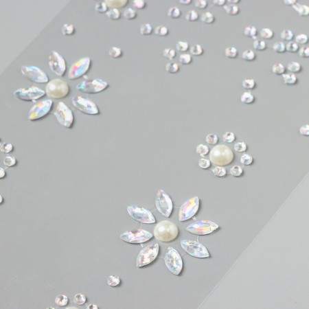 Sticker of rhinestones plastic tattoo on the body "Field flower" set 2 sheets 18x8 cm-2