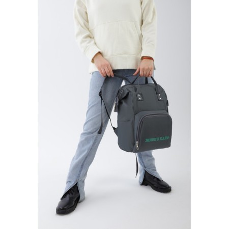 School textile Backpack “Live in a high”, with a pocket, 25x13x38, gray-6