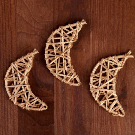Decor for creativity from the vine "Month" set of 3 pcs., Size 1 pc. - 7 × 3.5 cm, color gold
