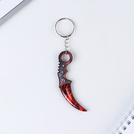 Key keychain wooden "Cerambit", red, 3 x 8 cm
