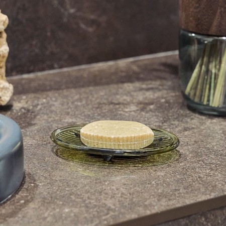 Soap dish, 9.8x15.2x1.9 cm, green color