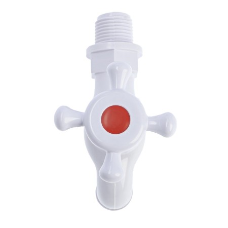 Water cutting tap zein, with a crossbar, pp, with a ball mechanism, white, with a nut-3