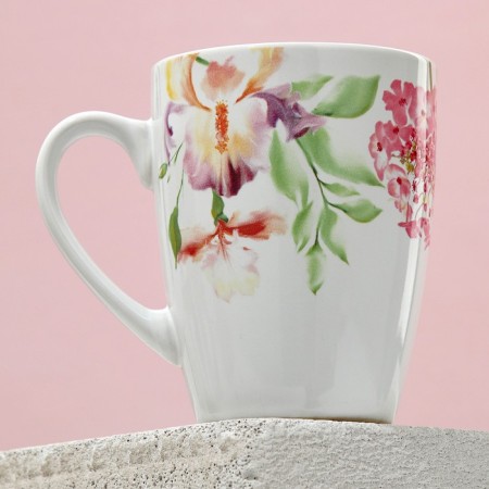 Ceramic watercolor mug, 350 ml, white color-1