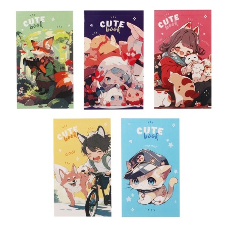Notepad A7, 48 sheets in a cage on the gluing Cute Anime, covered cardboard, mix