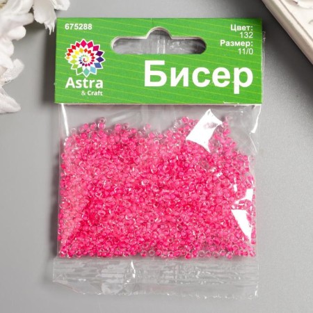 Beads "Astra" 11/0, 20 g (132 raspberry/seeing color. Center)-2