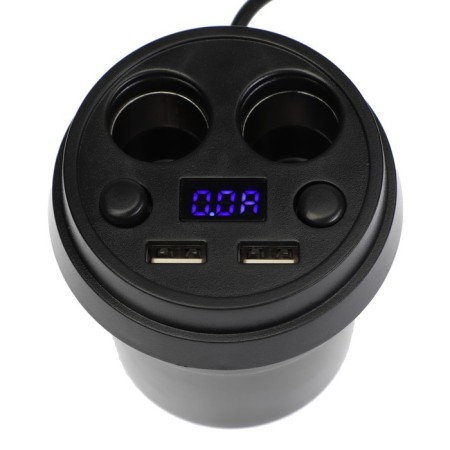 Cigarette lighter, voltmeter, 2 USB, 2 outputs, wire 50 cm-2