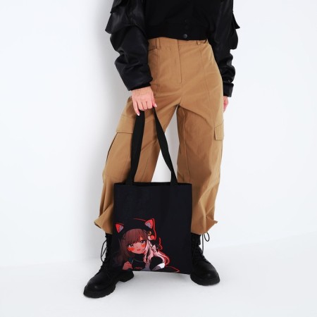 Bag Schoper "Anime Girl", 35x0.5x40 cm, Department without lightning, without lining, black-7