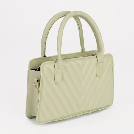 Bag Women's Tout with zipper, long belt, green color-1