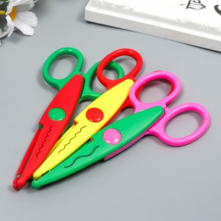 Scissors of embossed "Flower" (set 3 pcs) mix 13 cm-6