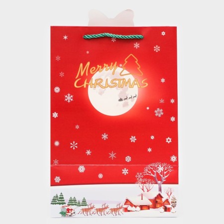 Gift package with the Rozhdestvensky ringing window, embossing, 30 x 20 x 16 cm, red-2