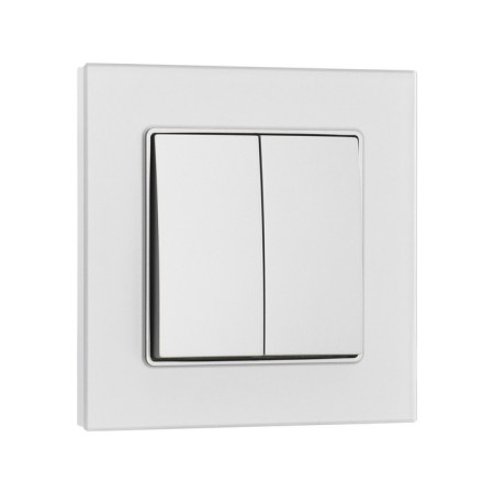 Tot Matte Glass switch, 10 a, 2 cl., Hidden, glass, silver-1