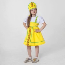 Russian folk costume, dress, kokoshnik, height 122-128 cm, 6-7 years old, yellow color