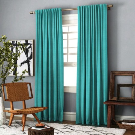 Set of curtains "Ibiza", size 140 x 270 cm - 2 pcs, picking up - 2 pcs, turquoise