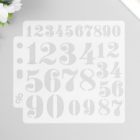 Stencil plastic "numbers" 13x14 cm