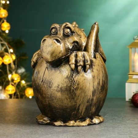 Piggy bank "Dragon in the egg" Black gold, 23x19x20cm