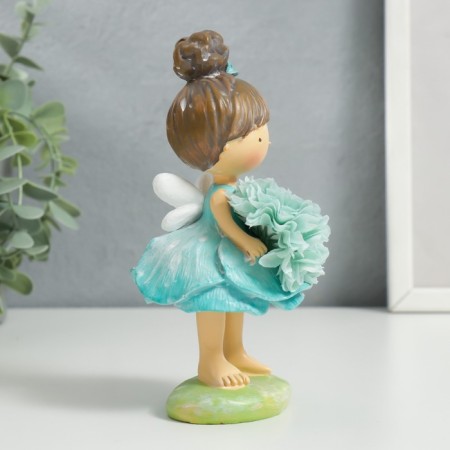 Polystone souvenir "Baby Feja in Blue, with flower" 15.5x8x8 cm-1