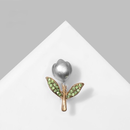 Brooch "Flower" Budo Rosa, green color in gold-1