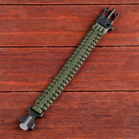 3B1 survival bracelet (paracord 2 m, whistle, fire), dark green, 25.5 × 2.5 cm, 3 m-1