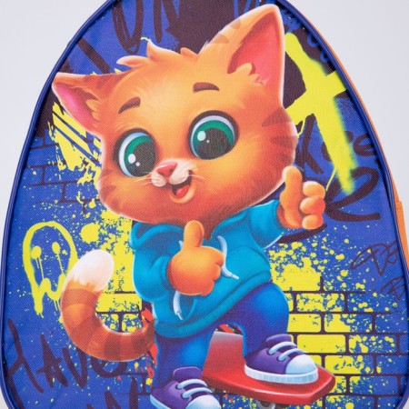 Baby backpack for the boy "Cat and graffiti", 23x20.5 cm, lightning department-2
