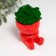 Concrete Kashpo "Mr. Evil" with moss 7*6cm red (moss green stabilized)