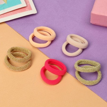 Hair elastic band "Cindy" (set 10 pcs) shine spark, 2.5 cm, mix-1