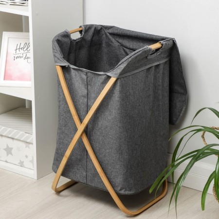 The basket is universal with a lid of the share "Lenon", 37 × 43 × 66 cm, the color is gray-4