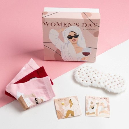 Gift set "Women’s Day" Mask for sleeping, socks 3 pairs-1