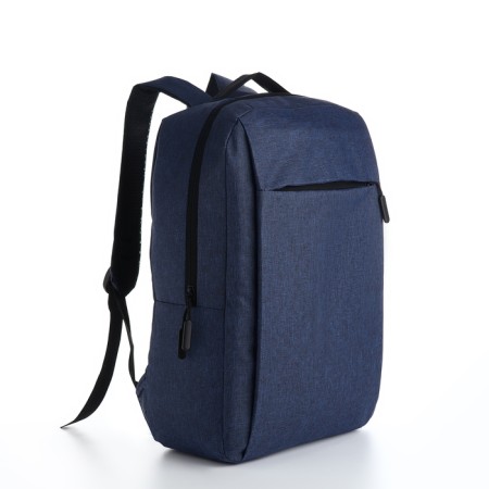 Youth backpack from textiles, external pocket, blue color-2