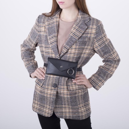 Female belt bag on the button, black color-7
