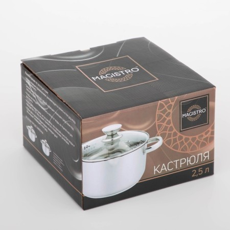 Magistro tefida stainless steel pan, 2.5 l, lid-durtered, plum nose, capsule, induction-4