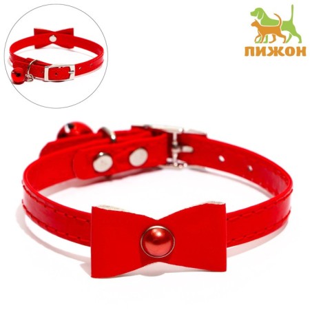 Collar "radiance" with a bead and a tambourine, 29 x 1 cm, Osh 21-26, red