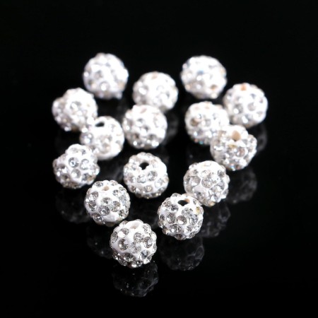 Busina "Shambhala" 8 mm (set of 15 pcs.), White color