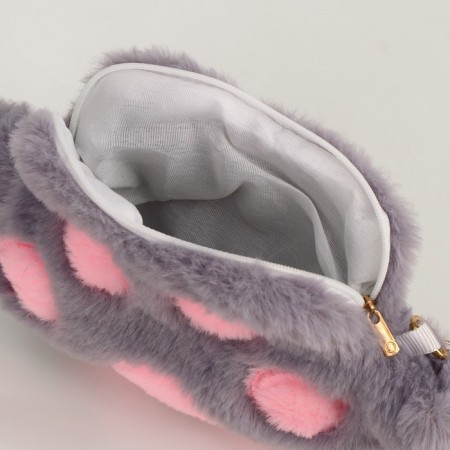 Plush "paw" bag, gray color-4