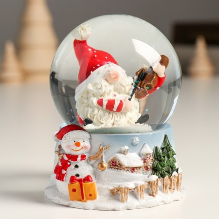 Souvenir Polystone Water Ball "Santa Claus with violin" 7x8x9 cm-1
