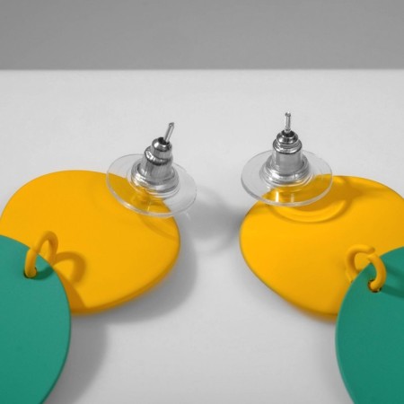 Earrings Metal "ladies" circles, duo, yellow-smoker color-2