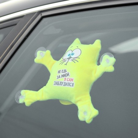 Auto -toe “Do not go after me - I myself got lost”, a cat, on suction cups-2