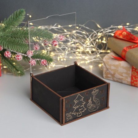 New Year's box "Snakes with a Christmas tree" 6x12x12 cm-1