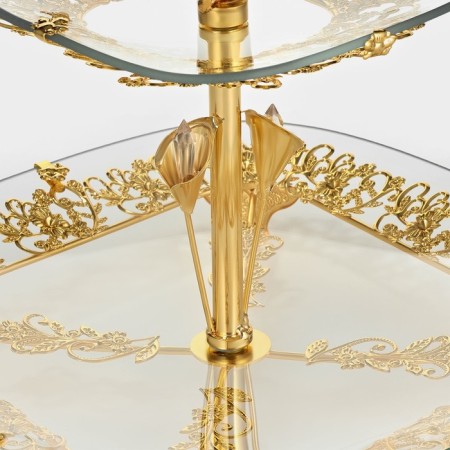 2-tier stand for desserts and fruits, d = 29/20 cm, h = 40 cm, golden color of gold-3