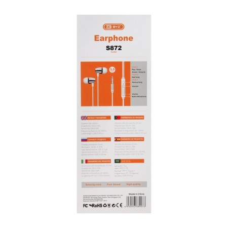 Nausiki Byz S872, wired, vacuum, 3.5 mm, 1.2 m, white-3