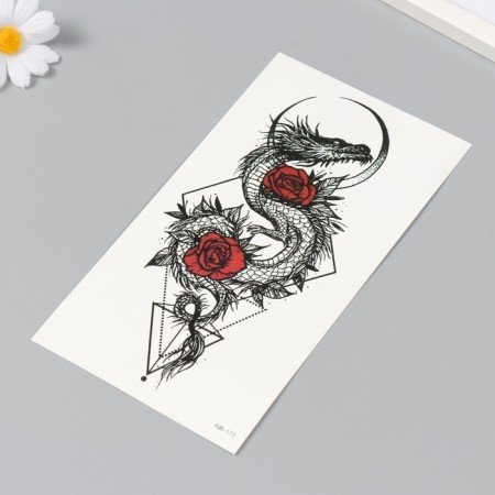 Black, color "dragon, roses and geometry" 11.4x21 cm-1