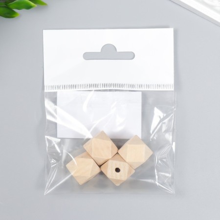 Beads wooden polyhedraries 16x16 mm (set 4 pcs) without coating-3