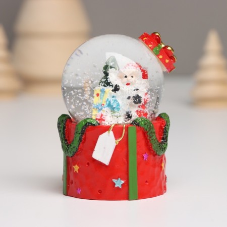 Souvenir Polystone Water Ball Light "Santa Claus. Gift" MIX 4.5x4.5x7.5 cm-4