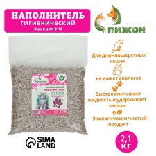 Наполнитель гигиенический "Пижон" , для длинношерстных кошек, 2,1 кг впитываемость до 4 л   фр 6-10